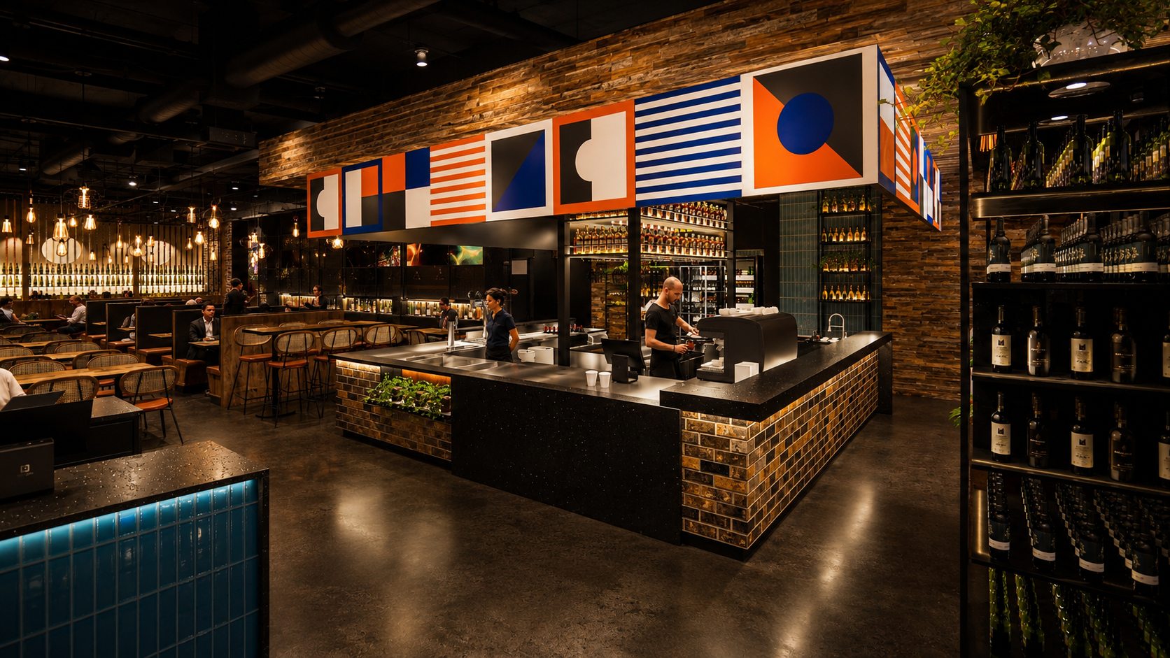 Warm bar and dining render for Times and Co Casey